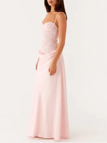 Women Sexy Hollow Out Halter Slim Fit Satin Party Maxi Lace Knitted Party Gown Dress