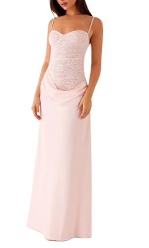Women Sexy Hollow Out Halter Slim Fit Satin Party Maxi Lace Knitted Party Gown Dress