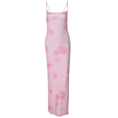 Women's 2025 Summer Dresses Floral Bodycon Maxi Dress Spaghetti Strap Backless Cocktail Party Long Dresses