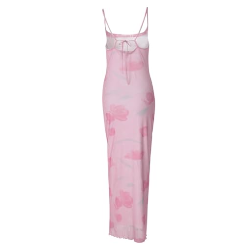 Women's 2025 Summer Dresses Floral Bodycon Maxi Dress Spaghetti Strap Backless Cocktail Party Long Dresses