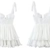 Womens Corset Dress Summer 2025 Boho Floral Print Adjustable Straps Sexy Backless Layered Ruffle Hem Mini Sundress