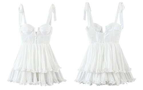 Womens Corset Dress Summer 2025 Boho Floral Print Adjustable Straps Sexy Backless Layered Ruffle Hem Mini Sundress
