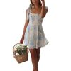 Women Elegant Printed Strapless Mini Able Slim Fit Tie Waist Short Sleeveless Gown Dress
