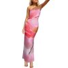 Women's Sexy Floral Print Maxi Dress Spaghetti Strap Backless Slim Flit Bodycon Long Dresses Party Night Going Out Outfits