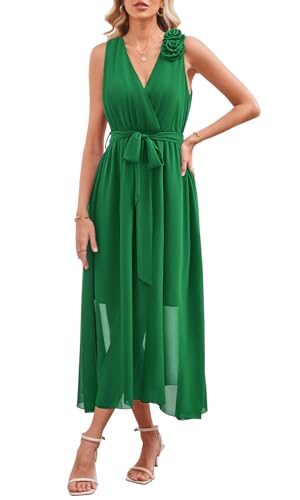 Womens 2025 Summer Wedding Guest Bridesmaid V Neck Sleeveless Long Formal Evening Party Maxi Dress