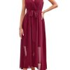 Womens 2025 Summer Wedding Guest Bridesmaid V Neck Sleeveless Long Formal Evening Party Maxi Dress