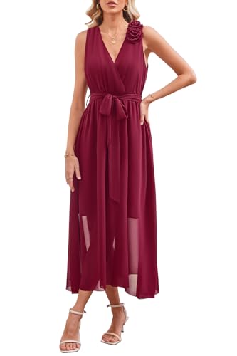 Womens 2025 Summer Wedding Guest Bridesmaid V Neck Sleeveless Long Formal Evening Party Maxi Dress