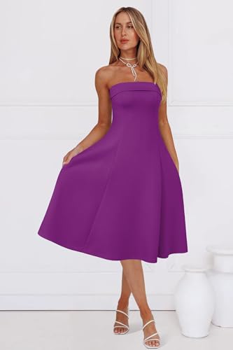 Womens Cocktail Dress Strapless Tube Formal Wedding Guest Prom Party Dress