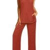 Womens Summer 2 Piece Outfits Ribbed Knit Tank Tops Wide Leg Pants Lounge Set Matching Tracksuit 2024 Spring Fashion