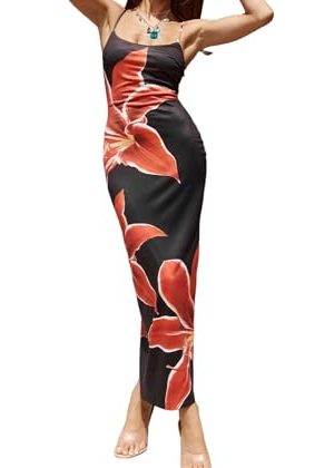 Women's Sexy Backless Cami Slip Dress Cocktail Party Maxi Long Dress Nightgown Sleeveless Bodycon Club Dress