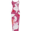 Women's Floral Spaghetti Strap Cami Dress Backless Bodycon Maxi Dresses