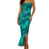 Women's Summer Maxi Dresses 2025 Bodycon Floral Sexy Spaghetti Strap Side Slit Party Cocktail Wedding Guest Mesh Long Dress