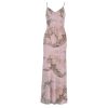 Women Bodycon Maxi Dress Y2K Sexy Slim Fit Spaghetti Strap Long Dress V Neck Sleeveless Floral Printed Cocktail Party Dress
