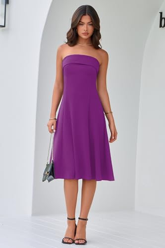 Womens Cocktail Dress Strapless Tube Formal Wedding Guest Prom Party Dress