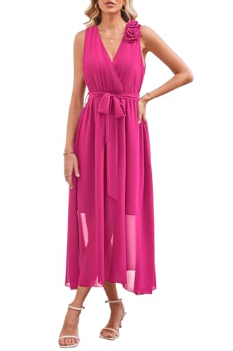 Womens 2025 Summer Wedding Guest Bridesmaid V Neck Sleeveless Long Formal Evening Party Maxi Dress