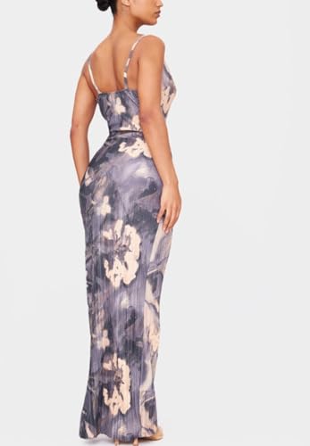 Women's Spring Cowl Neck Dress Sexy Strap Shoulder Pleated Maxi Dresses Summer Wedding Guest Dresses