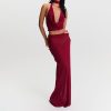 Women Y2k 2 Piece Maxi Skirt Set Boho Floral Slim Fit Tops Mesh Flowy Long Skirt Summer Beach Sheer Outfits