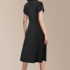 Womens Wear to Work Teacher Business Casual Dress Funeral Midi Dresses Button Down Office Clothes with Pockets