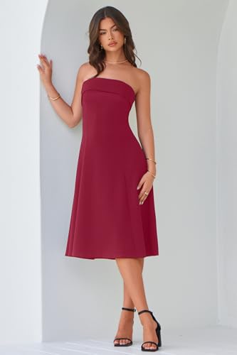 Womens Cocktail Dress Strapless Tube Formal Wedding Guest Prom Party Dress