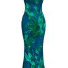 Womens Summer Dresses Spaghetti Strap Floral Maxi Dress Sleeveless Long Bodycon Dresses Wedding Guest Dress