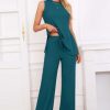 Womens Summer 2 Piece Outfits Ribbed Knit Tank Tops Wide Leg Pants Lounge Set Matching Tracksuit 2024 Spring Fashion