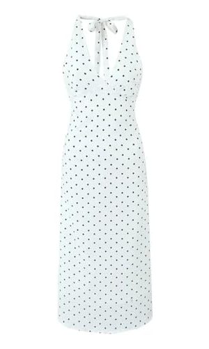 Women Spaghetti Straps Vintage Polka Dot Dresses Sexy Backless A-Line Holiday Party Dress
