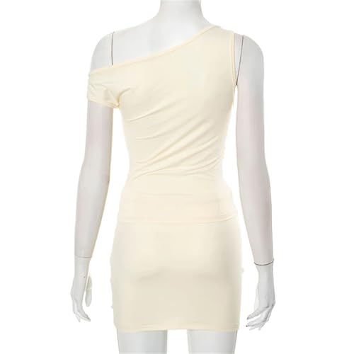 Women's Slant Shoulder Set - Metal Button Top & Short Dress Summer