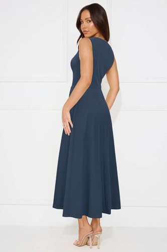 Womens 2025 Formal Evening Gowns Maxi Dress Cocktail Party V Neck Sleeveless Wedding Guest Long Elegant Dress