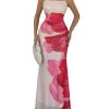Women's Boho Floral Mesh Cami Spaghetti Strap Bodycon Maxi Summer Dresses