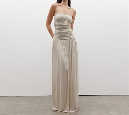 Women's Pleated Sheath Dress - Sleeveless Backless Slim Long Night Party