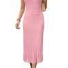 31R-PsodcYL.jpg Women Fall 2025 Teacher Outfits Church Midi Cap/Long Sleeve Hollow Knit Modest Business Casual Sweater Dress