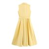 Women's Vest Belted Dress - Sleeveless Waistband Long Casual Style