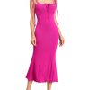 Womens Tie Shoulder Drawstring Ruched Bust Mermaid Hem Cami Slip Dress Bodycon Maxi Evening Party Dress