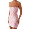 Women's Y2k Beaded Floral Dress Slim Sparkly Sequins Sleeveless Mini Bodycon Dress