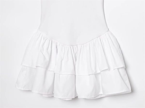 Women's Hanging Neck Spaghetti Straps Dress Deep V-Neck Puffy A-Line Mini Dresses