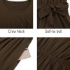 Womens Long Sleeve Casual Dresses 2025 Business Work Teacher Fall Church Belted A Line Flowy Midi Dress