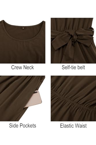 Womens Long Sleeve Casual Dresses 2025 Business Work Teacher Fall Church Belted A Line Flowy Midi Dress
