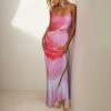 Women's Sexy Floral Print Maxi Dress Spaghetti Strap Backless Slim Flit Bodycon Long Dresses Party Night Going Out Outfits