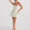 Womens Floral Mini Dress Boho Flowy Skater Dresses Short Sleeveless Spaghetti Strap A-Line Y2K Bodycon Cami Dress