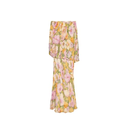Women Sexy Strapless Printed Maxi Sleevless Slim Fit Tiered Chic Casual Holiday Dress