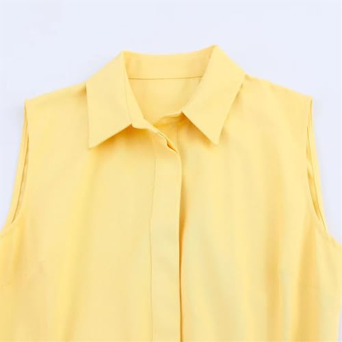 Women's Vest Belted Dress - Sleeveless Waistband Long Casual Style