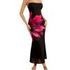 Women's Floral Print Mesh Dress Tie Backless Sleeveless Bodycon Long Cami Dresses