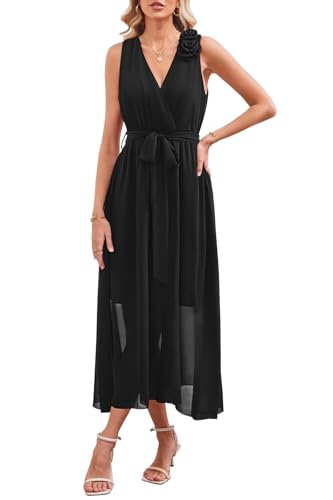 Womens 2025 Summer Wedding Guest Bridesmaid V Neck Sleeveless Long Formal Evening Party Maxi Dress