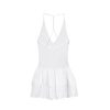 Women's Hanging Neck Spaghetti Straps Dress Deep V-Neck Puffy A-Line Mini Dresses