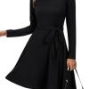 Women's Long Sleeve Fall Teacher Dresses 2025 Work Casual Knit Pockets Winter Sweater Dress Trendy