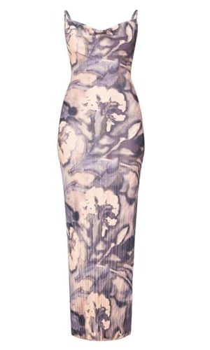 Women's Spring Cowl Neck Dress Sexy Strap Shoulder Pleated Maxi Dresses Summer Wedding Guest Dresses