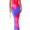 Strapless Bodycon Floral Maxi Summer Dresses for Women 2025 Elegant Classy Tube Top Cocktail Wedding Guest Dress