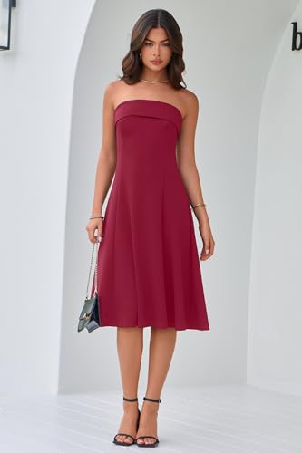 Womens Cocktail Dress Strapless Tube Formal Wedding Guest Prom Party Dress