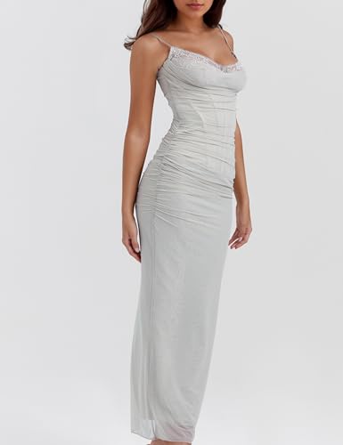 Women Sexy Backless Satin Maxi Dresses Spaghetti Strap Floral Print Dresses Slim Fit Elegant Night Party Outfits