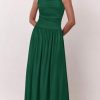 Women 2025 Summer Maxi Dresses Vacation Ruched Boat Neck Tank Flowy Elegant Party Long Formal Dress Pockets